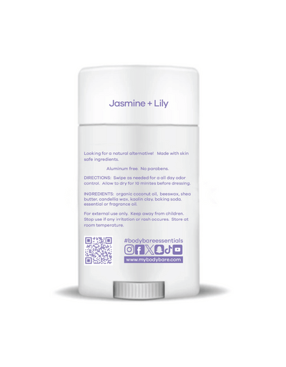 Jasmine + Lily Natural Deodorant Stick - Aluminum-Free Deodorant | BODY BARE™ - BODY BARE